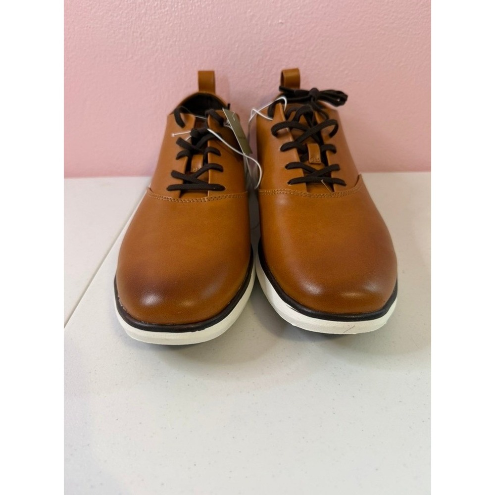 Goodfellow & Co Luis Mens Cognac Dress Sneakers Memory Foam Oxford Shoes 9.5